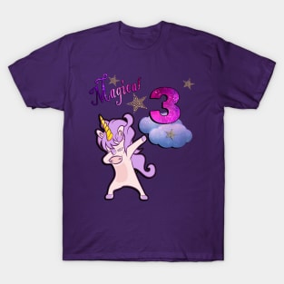 Unicorn Birthday for 3 Year Old Girls Magical 3 Dancing Cute Birthday Theme Unicorns T-Shirt